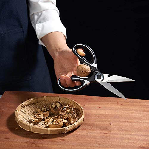 Tijeras de cocina multiusos profesionales, tijeras de cocina multiusos de acero inoxidable, ultra resistentes afiladas, acero inoxidable, para cortar aves de corral, carne/polo/hierbas, pavo y pizzas.