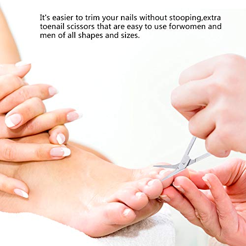 Tijeras de uñas de mango largo Tijeras perfectas para uñas con dedos gruesos Manija de fácil alcance Diseño único Cutícula ergonómica Tijera Hoja de uñas encarnadas Cubridoras de uñas para ancianos