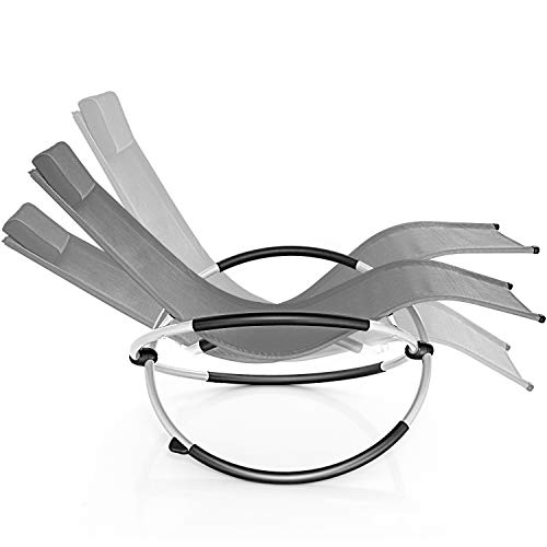 tillvex Tumbona Plegable para Playa, Jardín | Silla Mecedora para Terraza - Reclinable y Regulable | Soporta hasta 180 kg | Impermeable (Antracita)