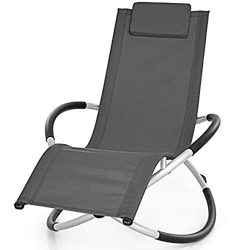 tillvex Tumbona Plegable para Playa, Jardín | Silla Mecedora para Terraza - Reclinable y Regulable | Soporta hasta 180 kg | Impermeable (Antracita)