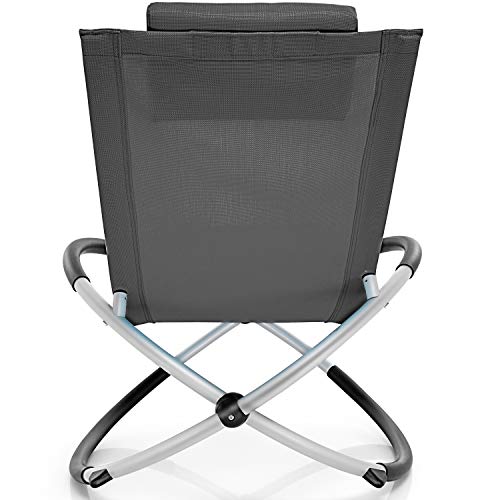 tillvex Tumbona Plegable para Playa, Jardín | Silla Mecedora para Terraza - Reclinable y Regulable | Soporta hasta 180 kg | Impermeable (Antracita)