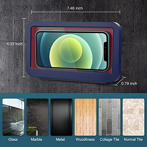 TiMOVO Funda para Móvil de Pared Impermeable, Caja Montada en la Pared Antiniebla y Táctil, Soporte Sellado Giratoria de 180° Compatible con Teléfonos de Menos de 6.8’’ para Baño Cocina, Blanco