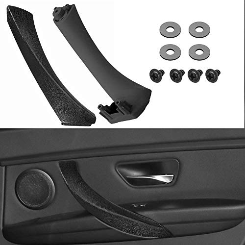 Tirador de Puerta de Coche, Everpert Lado Derecho Interior del Panel de la Puerta Delantera Tirar de Ajuste de la Cubierta + Cubierta, E90 E91 3 Series Interior del Coche Accesorios (Negro)
