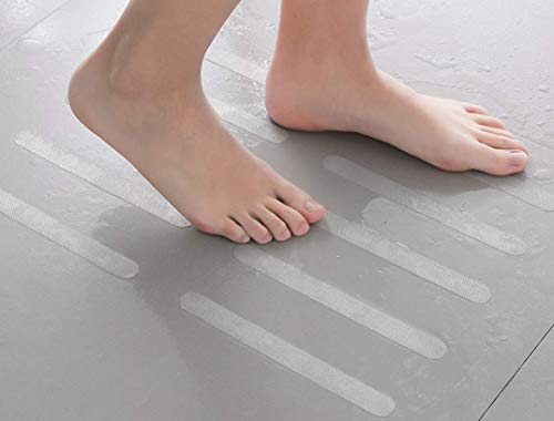 Tiras Antideslizantes para Ducha y bañera, Juego de 40 Adhesivos Antideslizantes para Ducha y bañera, Color Transparente, Alfombrilla para bañera Antideslizante, 20X2CM