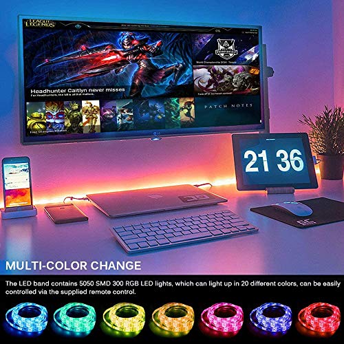 Tiras LED 5M, SHOPLED Luces LED RGB 5050 con Control Remoto de 44 Botones, Tira LED 20 Colores 8 Modos de Brillo y 6 opciones DIY para la Habitación, Dormitorio, Techo
