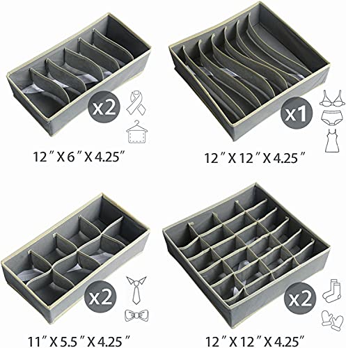 TLOXO Caja de Almacenamiento Plegable para cajones - 7 Paquetes,Organizador para Ropa Interior, Separadores de Cajones，Ropa Interior, Sujetadores, Corbatas, Bufandas, Telas no Tejidas,Ahorra Espacio