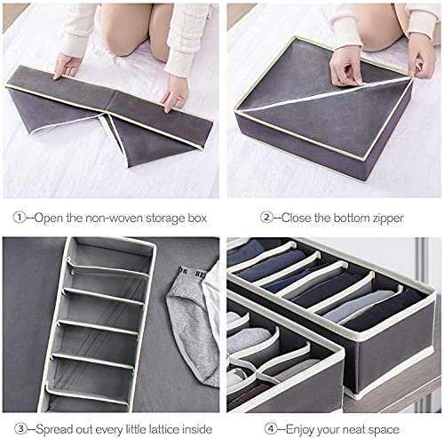 TLOXO Caja de Almacenamiento Plegable para cajones - 7 Paquetes,Organizador para Ropa Interior, Separadores de Cajones，Ropa Interior, Sujetadores, Corbatas, Bufandas, Telas no Tejidas,Ahorra Espacio