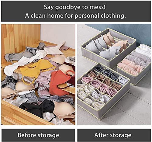TLOXO Caja de Almacenamiento Plegable para cajones - 7 Paquetes,Organizador para Ropa Interior, Separadores de Cajones，Ropa Interior, Sujetadores, Corbatas, Bufandas, Telas no Tejidas,Ahorra Espacio