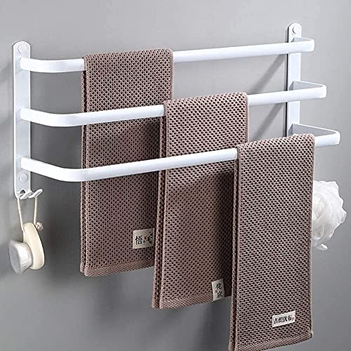 Toalleros Toalleros de Tres Capas de Pared con Ganchos Toallero de Aluminio para el hogar Toallero para baño y bañera Blanco, 50Cm