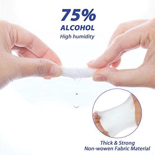 Toallitas Desinfectantes 75% Alcohol Isopropilico Toallitas Desinfectante Superficies, Toallitas de limpieza envueltas individualmente, Paquete de 100