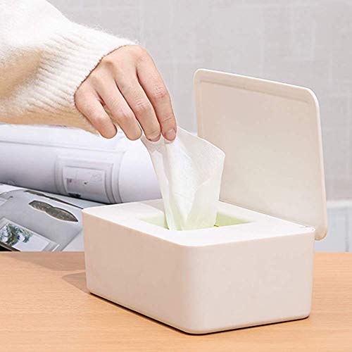 Toallitas Dispensador, Pañales de Bebé Mojado Tejido Caja Soporte Mantiene Toallitas Fresco con Tapa Sello, Fácil Abierta y Cerrar Limpie Contenedor para Escritorio Hogar - como Se Muestra, Free Size