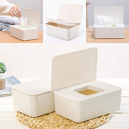 Toallitas Dispensador, Pañales de Bebé Mojado Tejido Caja Soporte Mantiene Toallitas Fresco con Tapa Sello, Fácil Abierta y Cerrar Limpie Contenedor para Escritorio Hogar - como Se Muestra, Free Size