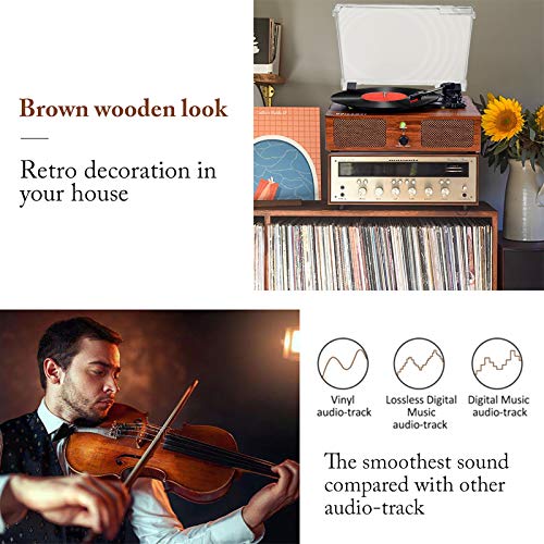 Tocadiscos de Vinilo Bluetooth con Altavoces internos y Cinturones USB accionados por un gramófono Retro-3 velocidades de Entretenimiento y decoración Familiar.
