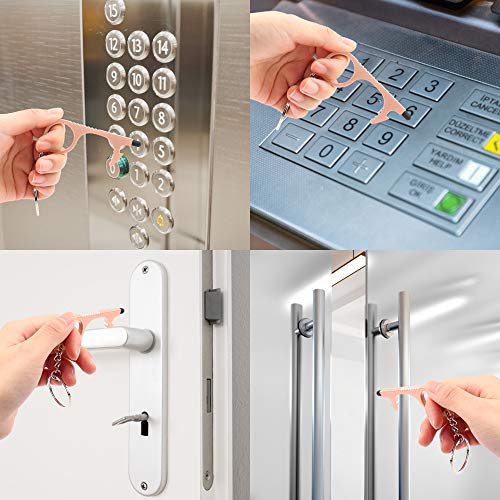 TOCYORIC Abre Puertas sin Contacto Higiénica Portátil Llaves de Mano sin Contacto para Abrir Abridor Puerta Llave Higienica Gancho Sin Contacto, Lápiz Táctil y Llavero