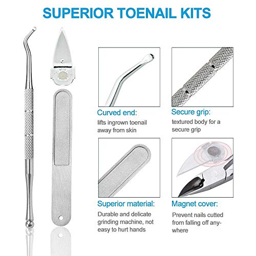 Toenail Clipper Set para uñas de dedos gruesas o encarnadas, cuidado profesional de los pies, cortador de uñas para personas mayores, cuchillas muy afiladas de acero inoxidable quirúrgico mango suave