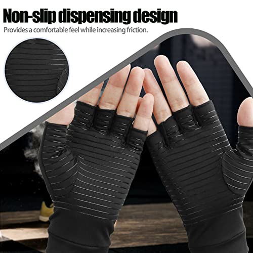 TOFBS 1 Par Guantes de Compresión para Artritis, Fibra de Cobre Guantes Sin Dedos para Hombre y Mujer, Aliviar el Dolor en el Túnel Carpiano, Tendinitis, Artrosis, Artritis Reumatoide (M)