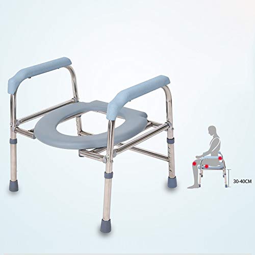 Toilet chair obesidad Silla de Inodoro - 3n1 Plegable Silla de Ducha, Barrera médica Asiento del Inodoro portátil con apoyabrazos，Regulable en Altura
