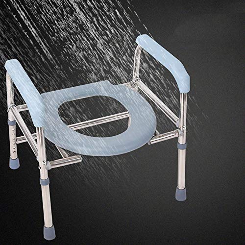 Toilet chair obesidad Silla de Inodoro - 3n1 Plegable Silla de Ducha, Barrera médica Asiento del Inodoro portátil con apoyabrazos，Regulable en Altura