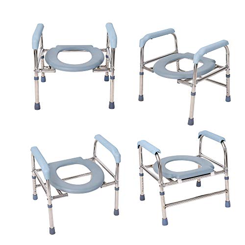 Toilet chair obesidad Silla de Inodoro - 3n1 Plegable Silla de Ducha, Barrera médica Asiento del Inodoro portátil con apoyabrazos，Regulable en Altura