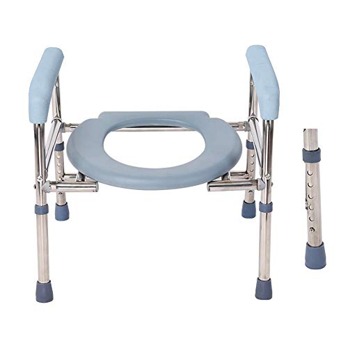 Toilet chair obesidad Silla de Inodoro - 3n1 Plegable Silla de Ducha, Barrera médica Asiento del Inodoro portátil con apoyabrazos，Regulable en Altura