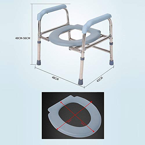 Toilet chair obesidad Silla de Inodoro - 3n1 Plegable Silla de Ducha, Barrera médica Asiento del Inodoro portátil con apoyabrazos，Regulable en Altura