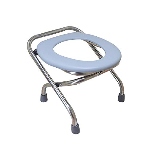 Toilet chair Silla De Inodoro Plegable, Silla WC PortáTil De Acero Inoxidable, Silla De BañO Cubierta para Adultos Pesados, Cabecera Ligera, Camping, BañO, Seguridad Antideslizante