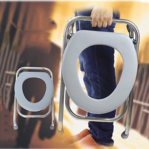 Toilet chair Silla De Inodoro Plegable, Silla WC PortáTil De Acero Inoxidable, Silla De BañO Cubierta para Adultos Pesados, Cabecera Ligera, Camping, BañO, Seguridad Antideslizante