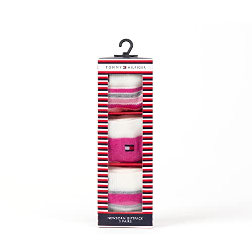 Tommy Hilfiger Newborn Stripe Socks Gift Box Calcetín clásico, Pink Combo, 14 para Bebés
