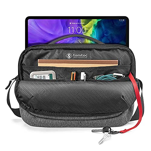 tomtoc Bandolera para 11" iPad Pro 2021-2018 (3.ª, 2.ª y 1.ª Generación), 10,9" iPad Air 4, 10,2" iPad 8, Bolso Cruzado de Tejido contra Salpicadura con Organización Ingeniosa para Accesorios