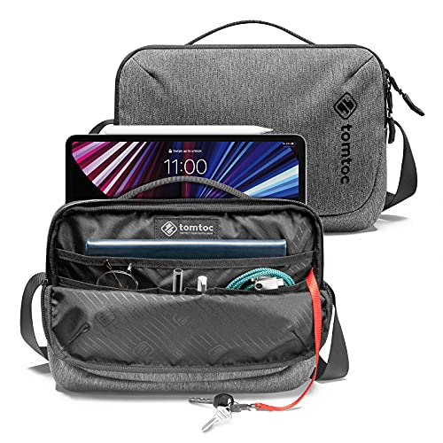 tomtoc Bandolera para 11" iPad Pro 2021-2018 (3.ª, 2.ª y 1.ª Generación), 10,9" iPad Air 4, 10,2" iPad 8, Bolso Cruzado de Tejido contra Salpicadura con Organización Ingeniosa para Accesorios