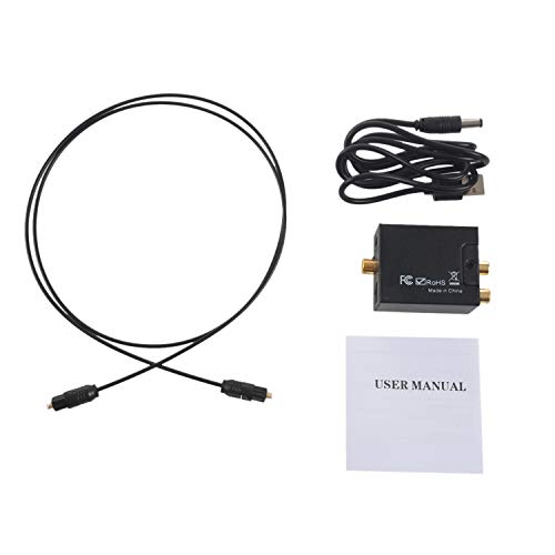 TOOGOO Convertidor de audio digital a analogico Decodificador de senal de fibra optica Senal coaxial a analogico Adaptador de audio estereo 3.5MM Jack 2 * RCA