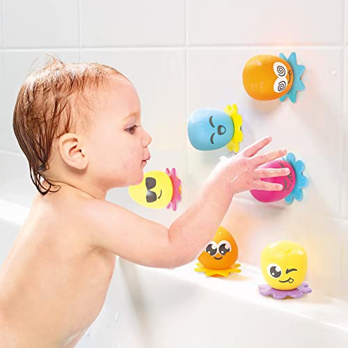 Toomies de Bizak, Pulpitos Alegres, Juguete de Baño Flotante, Juego para Pared de Baño, Incluye 1 Base, 1 Mamá Pulpo y 8 Pulpitos