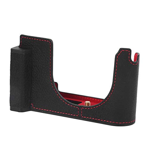 Topiky Funda Protectora de Medio Cuerpo de la cámara, versión de Apertura Inferior de Cuero de la PU Cubierta de la Bolsa de la cámara Marco de la Carcasa para Leica Q2 cámara Digital(Negro)