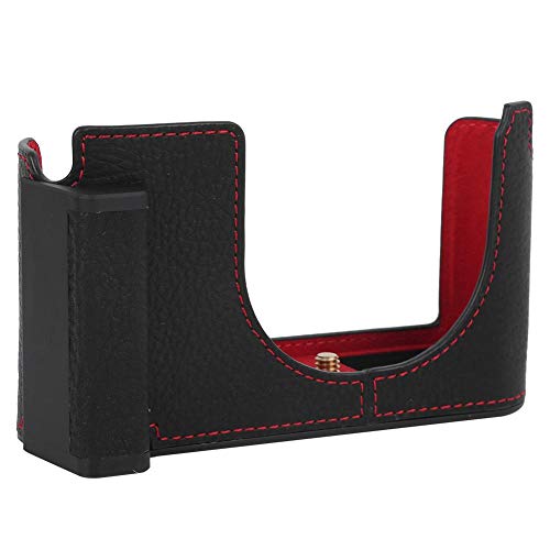 Topiky Funda Protectora de Medio Cuerpo de la cámara, versión de Apertura Inferior de Cuero de la PU Cubierta de la Bolsa de la cámara Marco de la Carcasa para Leica Q2 cámara Digital(Negro)