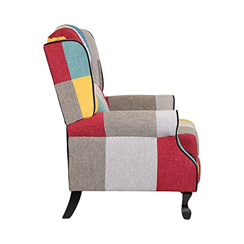 Totò Piccinni Sillón Relax reclinable con reposapiés Acolchado, Tela, Patchwork Party, Soft Comfort