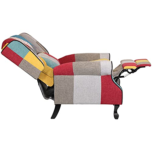 Totò Piccinni Sillón Relax reclinable con reposapiés Acolchado, Tela, Patchwork Party, Soft Comfort