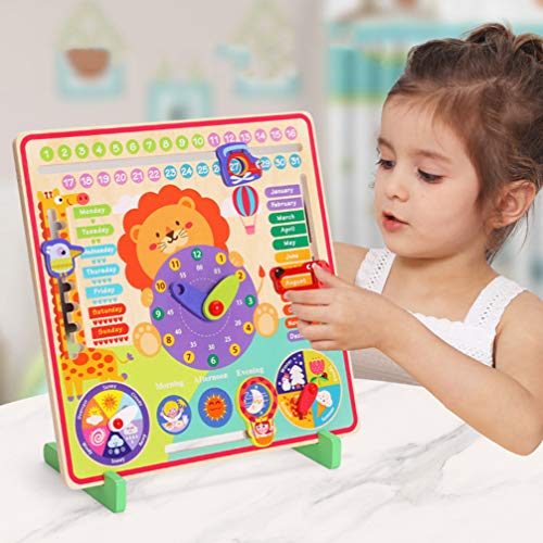 TOYANDONA Reloj de Madera Números de Juguete Calendario Cognitivo Fecha Tiempo Reloj de Aprendizaje Juguete Educativo Temprano para Bebé Recién Nacido Niños Aleatorio