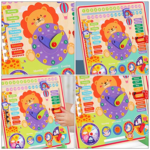 TOYANDONA Reloj de Madera Números de Juguete Calendario Cognitivo Fecha Tiempo Reloj de Aprendizaje Juguete Educativo Temprano para Bebé Recién Nacido Niños Aleatorio