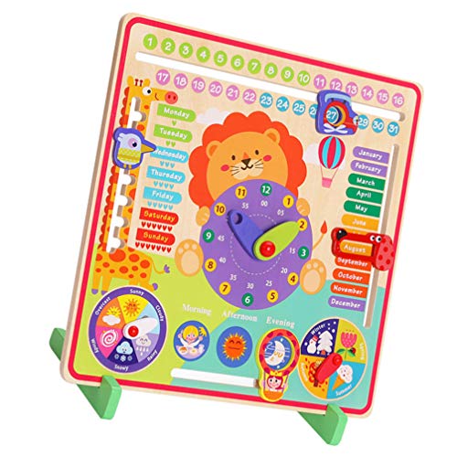 TOYANDONA Reloj de Madera Números de Juguete Calendario Cognitivo Fecha Tiempo Reloj de Aprendizaje Juguete Educativo Temprano para Bebé Recién Nacido Niños Aleatorio