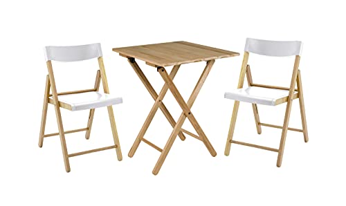 Tramontina Juego de Muebles de jardín Potenza, 3 Piezas, Mesa con 2 sillas, Muebles de jardín, Plegables, Color Blanco, Teca, 60 cm x 60 cm x 75 cm