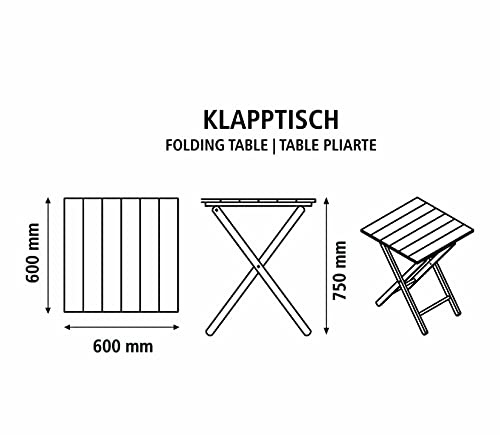 Tramontina Juego de Muebles de jardín Potenza, 3 Piezas, Mesa con 2 sillas, Muebles de jardín, Plegables, Color Blanco, Teca, 60 cm x 60 cm x 75 cm