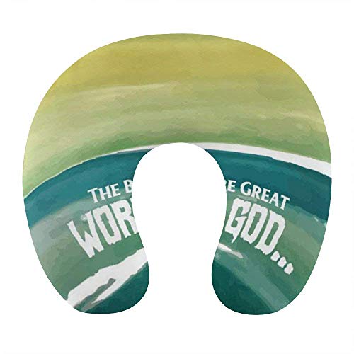 Transpirable Cómodo Los Beneficios Son una Gran Palabra para Dios Almohada para el Cuello de Pintura Almohada de Viaje en Forma de U de Espuma viscoelástica Suave para avión Oficina en casa Coche