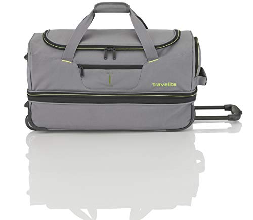 Travelite Sac de voyage à roulettes "Basics" 70cm gris/vert Bolsa viaje, 70 cm, 98 liters, Varios colores (Gris/vert)
