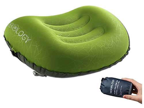 Trekology Almohada de Camping y Viaje Inflable Ultraligera – ALUFT 2.0 Comprimible, compacta, cómoda, Almohada Hinchable ergonómica para el Cuello y el Apoyo Lumbar para IR de Camping