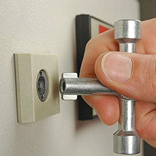 triangulo llave inglesa 2 piezas, 2 piezas Llave de Utilidad Multifuncional 4-Puntas para Abrir Eléctrico Medidor de Gas y Agua Alacena Gabinete puerta de emergencia de liberacion rapida