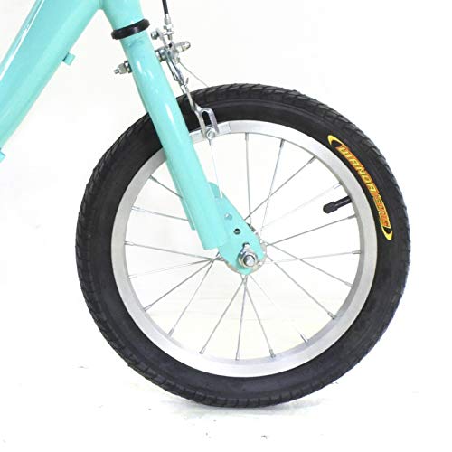 Triciclo para niños de 14 pulgadas con una sola velocidad, 3 ruedas, color verde claro, con cesta grande para 5-6 años