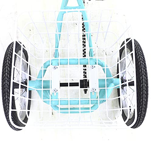 Triciclo para niños de 14 pulgadas con una sola velocidad, 3 ruedas, color verde claro, con cesta grande para 5-6 años