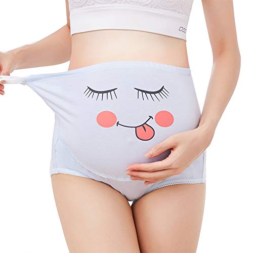 TRISTIN Algodón Paquete de 3 Embarazo Maternidad sobre Topetón Sonrisa Cintura Alta Ropa Interior Ajustable Braguitas/Calzoncillos de Lactancia