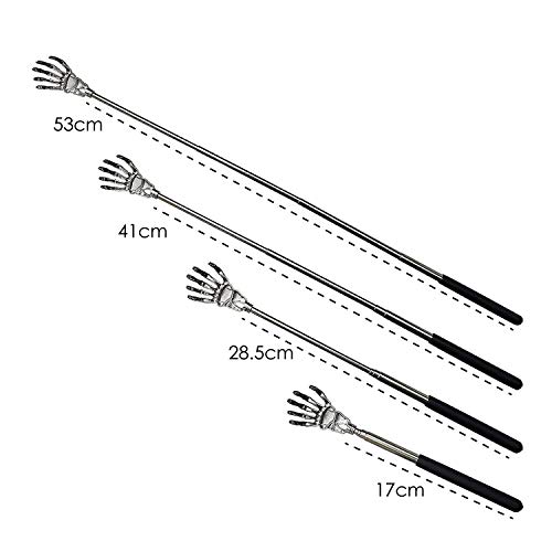 TRIXES Rascador de Espalda - Mango Telescópico Extensible - Mano De Esqueleto De Acero Inoxidable - Masajeador De Espalda - Rascador de Cabeza-Masajeador Corporal - Dispositivo Genial - Divertido