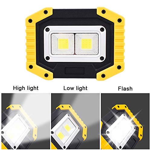 Trongle Luces LED Recargables de Trabajo, 30W, Luz de Seguridad con 3 Modos COB al Aire Libre, Luces de Camping con USB Impermeable para Garaje, Pesca, Senderismo, 2 Paquetes (Batería Incluida)